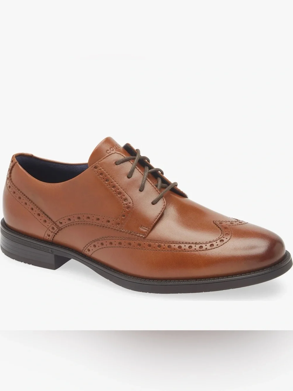 Cole Hasn Men's Classic Tan Leather Wingtip Oxford Dress Shoes Size 12